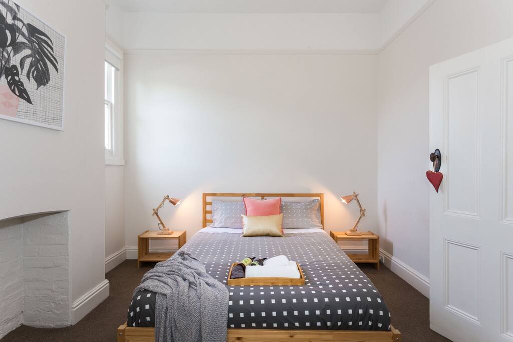 Master room of the upstairs apartment, has an attached reading room/baby room
