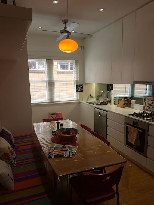 A modern well equipped kitchen which includes an ideal entertaining area