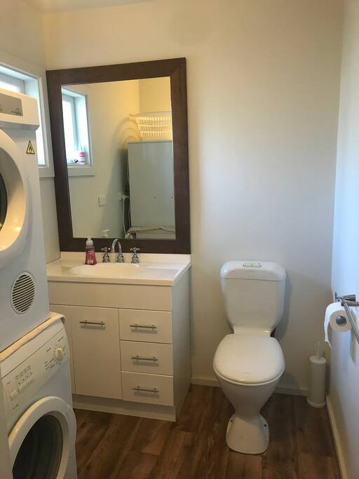 Bathroom with shower and toilet. (Outdoor bath)
Washing machine and dryer