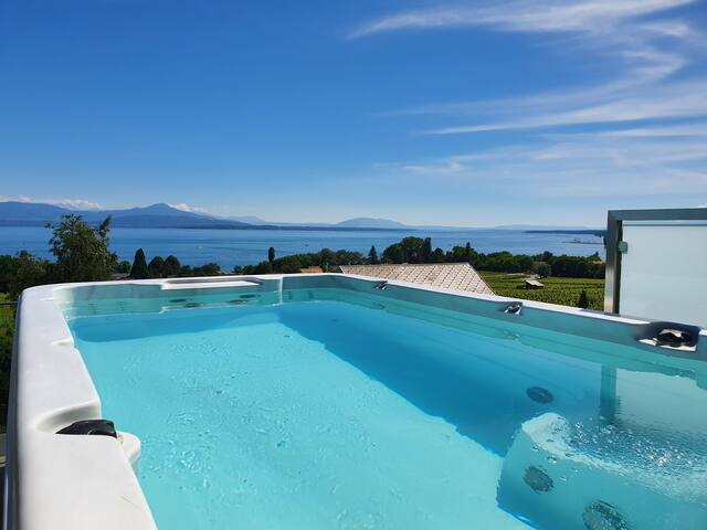 Splendid flat with terrace, lake view, jaccuzi.