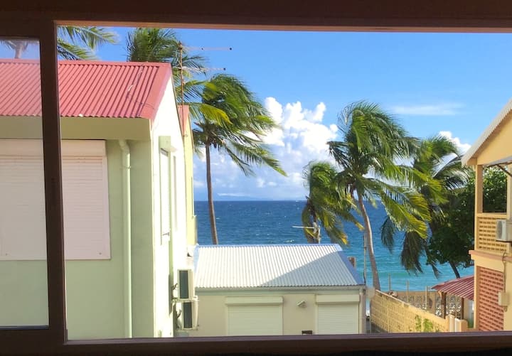 In the heart of Diamant, 30 m from the beach. 3 bedrooms, air-conditioned, 5 people