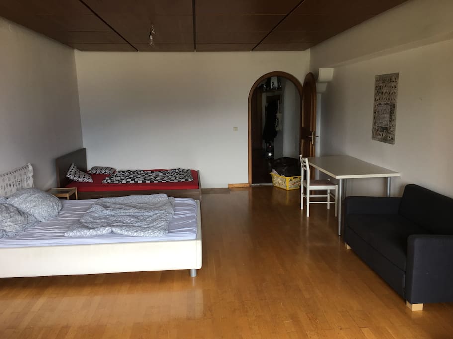 Two regular beds and a couchbed