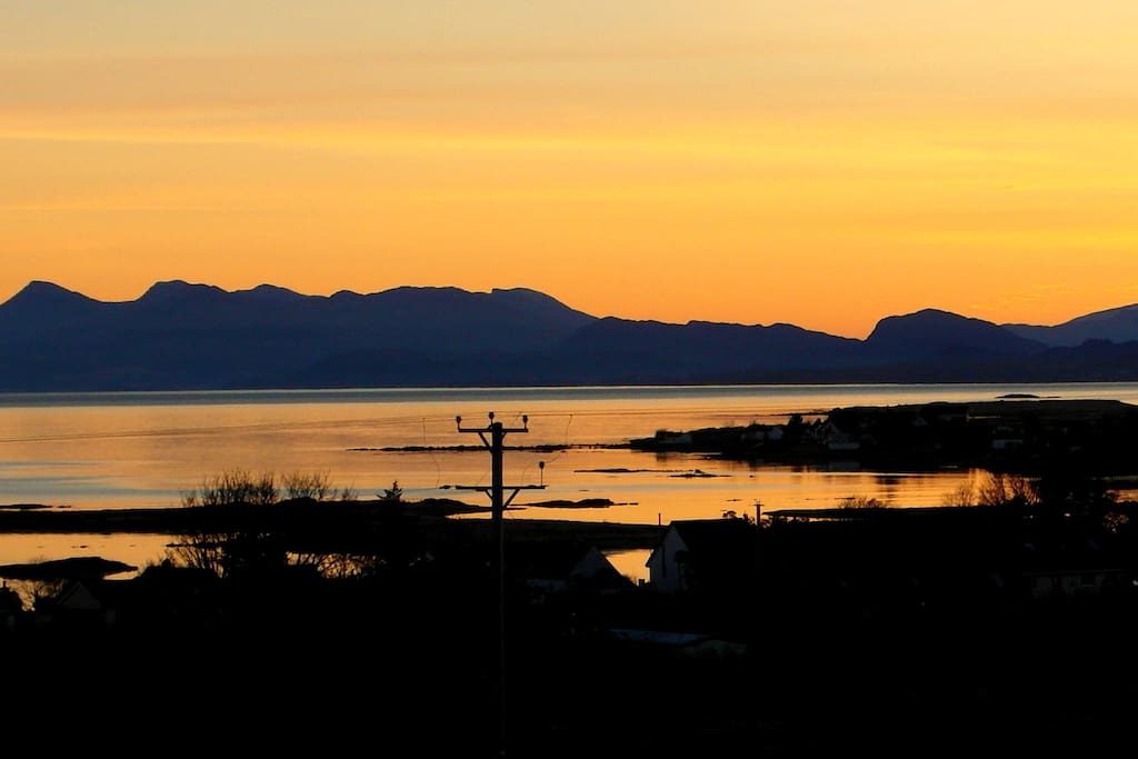 Sunrise over Broadford Bay from the cottage.