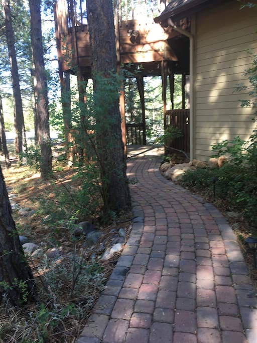 Pathway from driveway guest parking to guest upper and lower private decks