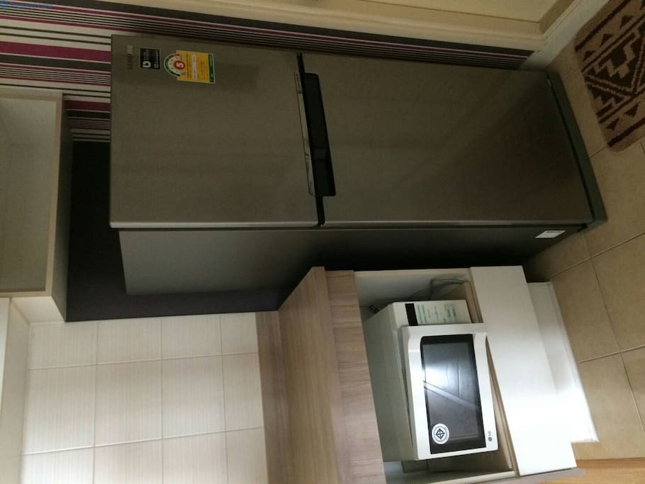 Room equiped with fridge,wave
