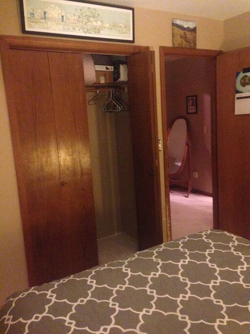 Easy walk to the private bathroom.