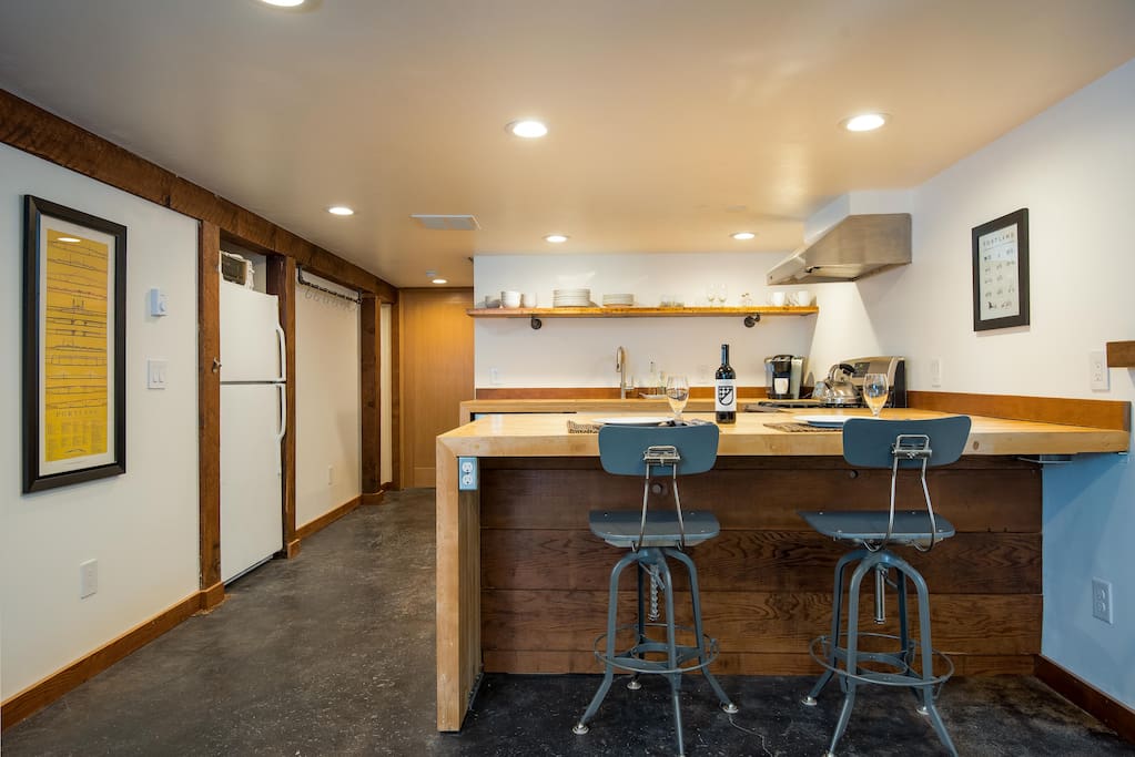 Large, open kitchen and living space.