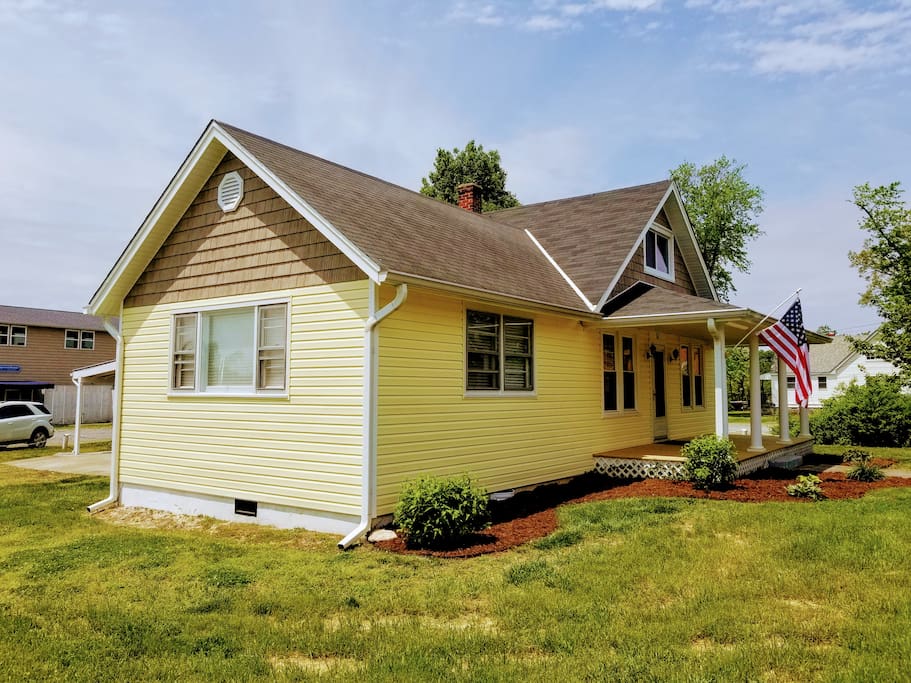 Front lawn recently professionally landscaped.