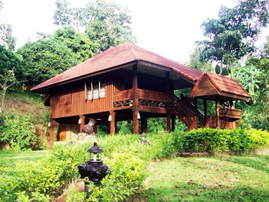 Traditional Thai Lanna Style made from teakwood with 2 bedrooms (double & twin bed), 1 living room, 2 bathrooms