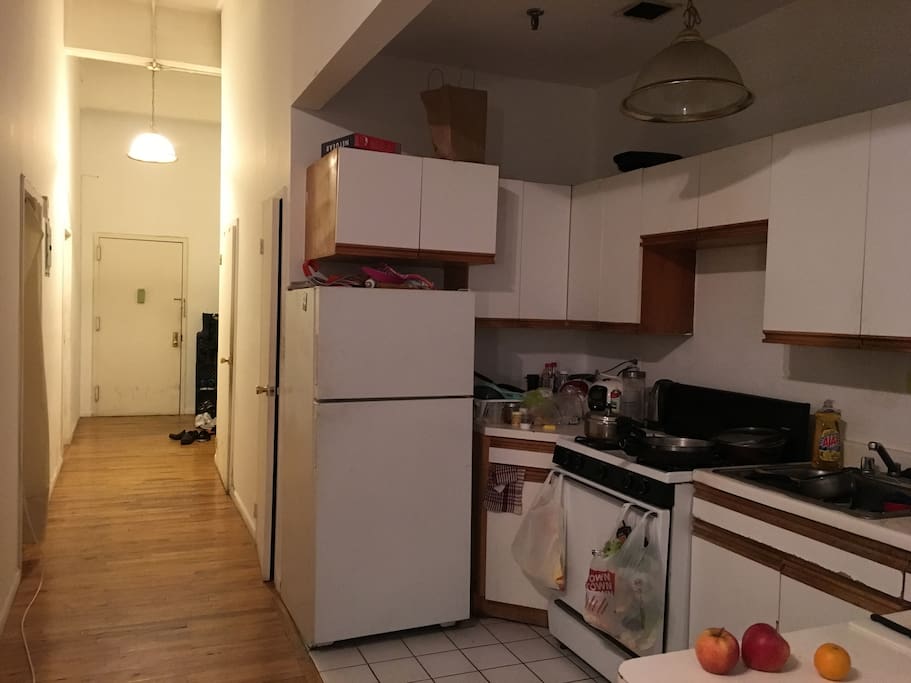 kitchen overlooking hallway