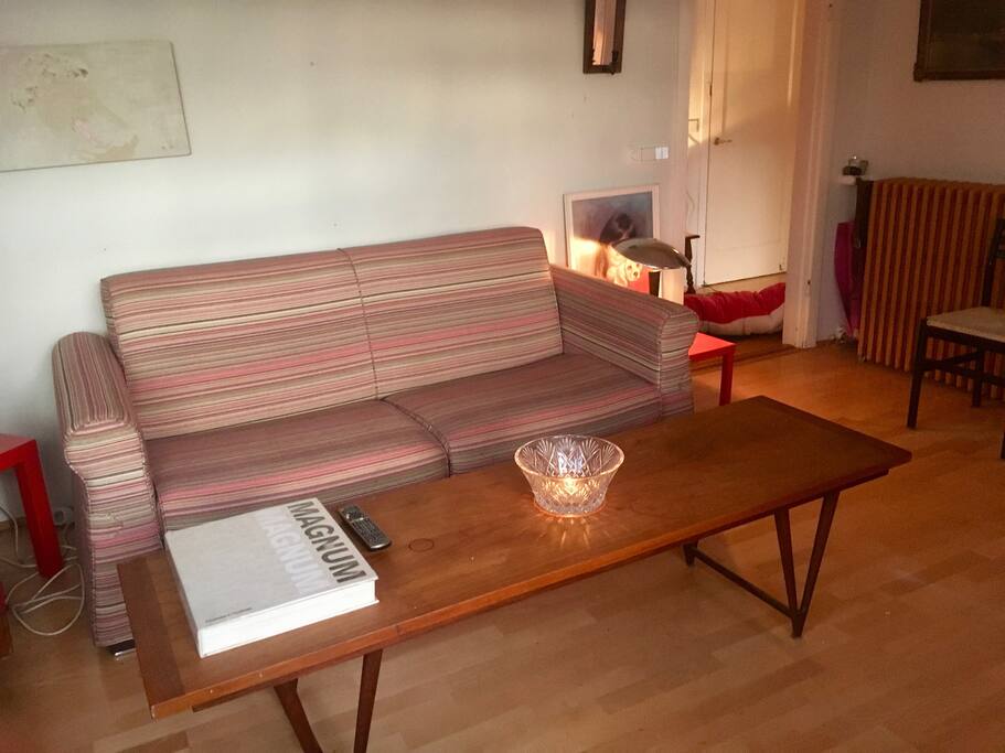 This is our amazing Italian couch bed. It's so great. Seriously, the best couch bed ever. I love it!