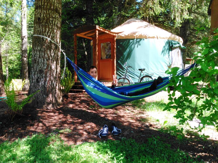 Hammock in Front of Chinook Yurt