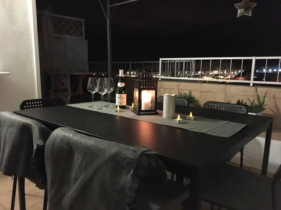 The balcony has a nice seating area for dining. The apartment also has a baby chair for an easier meal ;)
