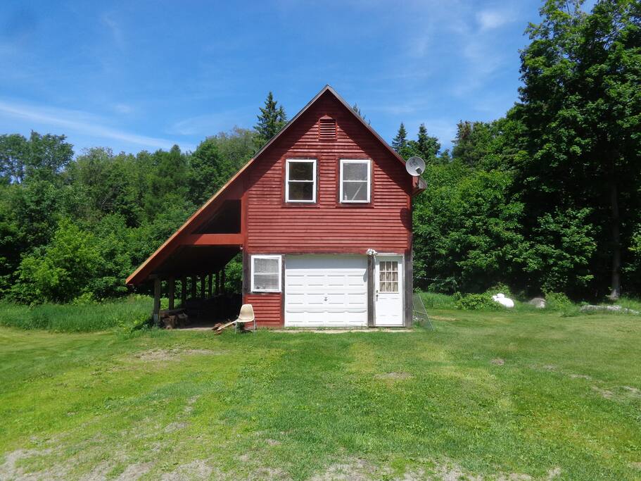 The apartment is upstairs above downstairs storage space