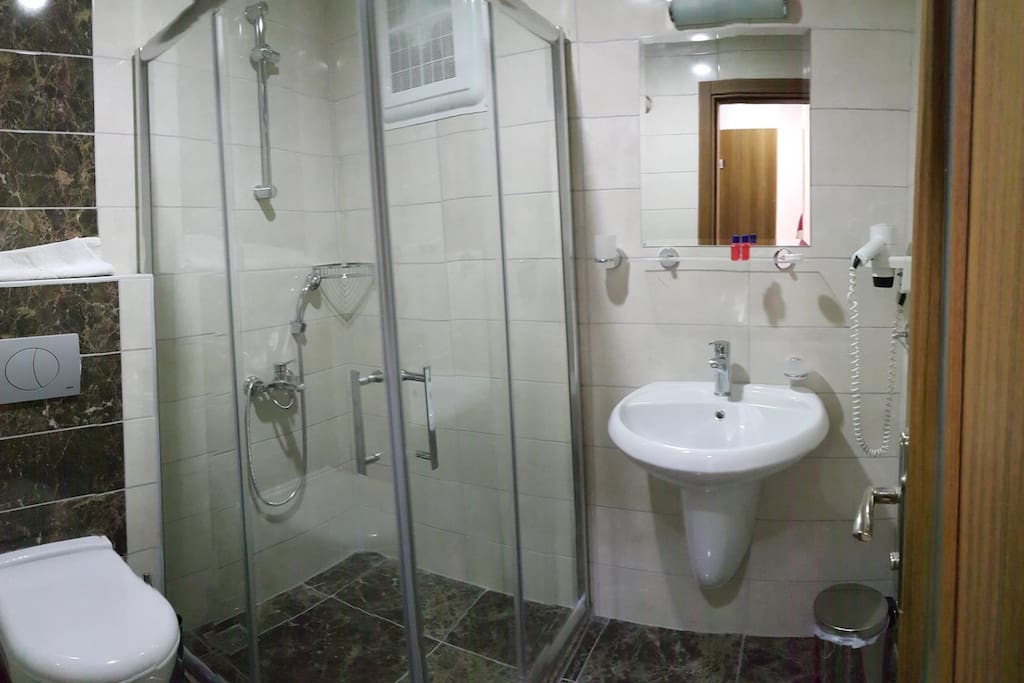 Shower and toilet