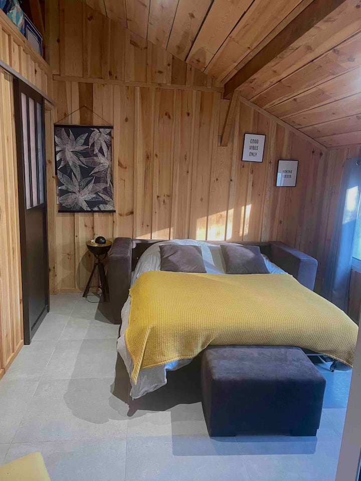 Chumba cha kulala n•4 ya nyumba ya bwawa na kitanda chake cha sofa