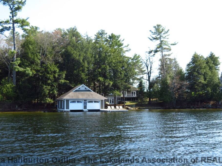 two slip boathouse with dock