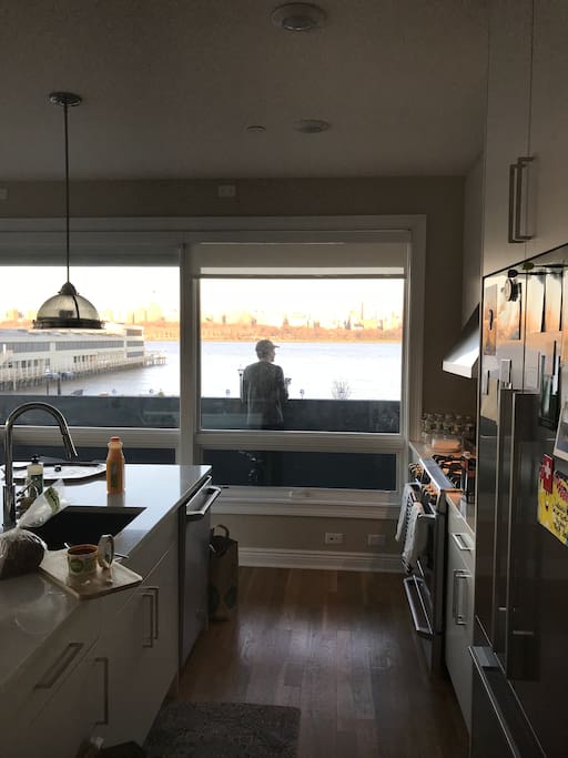 View from fully equipped new kitchen