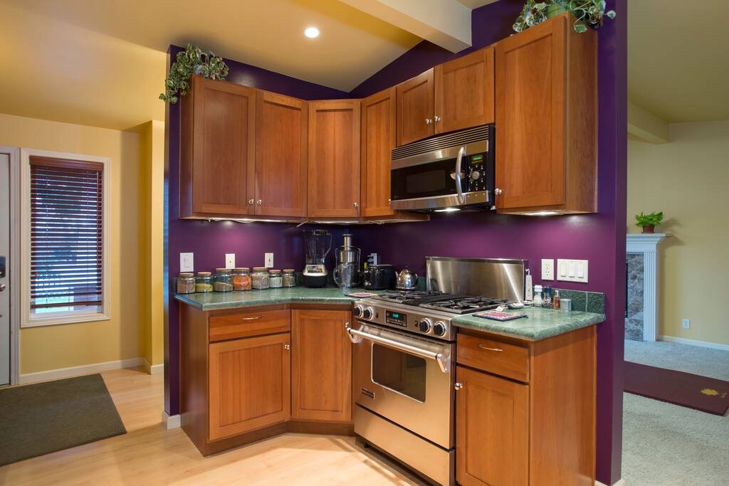 Kitchen with various appliances and cooking tools ready for use