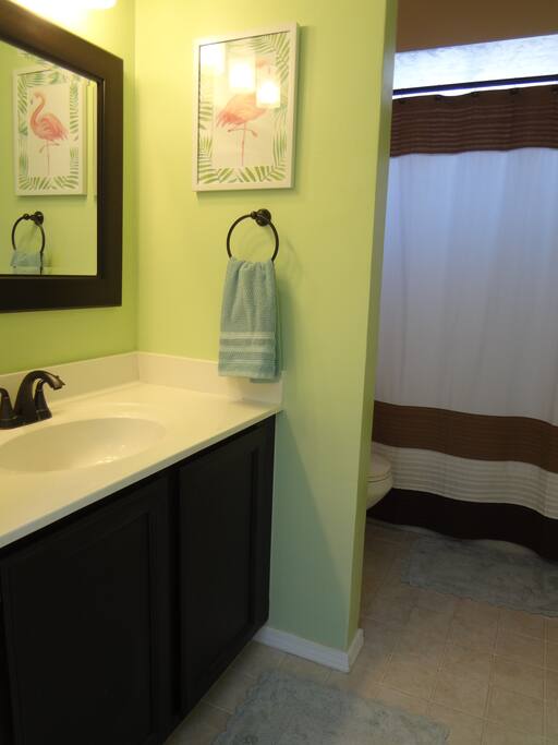 This bathroom is shared with one other room.