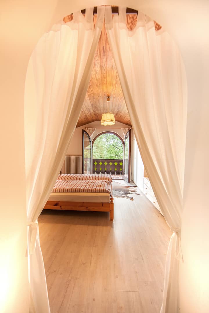 The Master Bedroom has a balcony with great Alpine views

