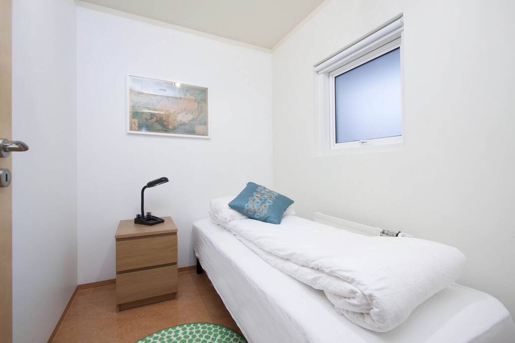 The smaller bedroom has brand new beds as well