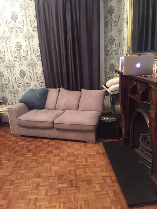 Living area with fireplace