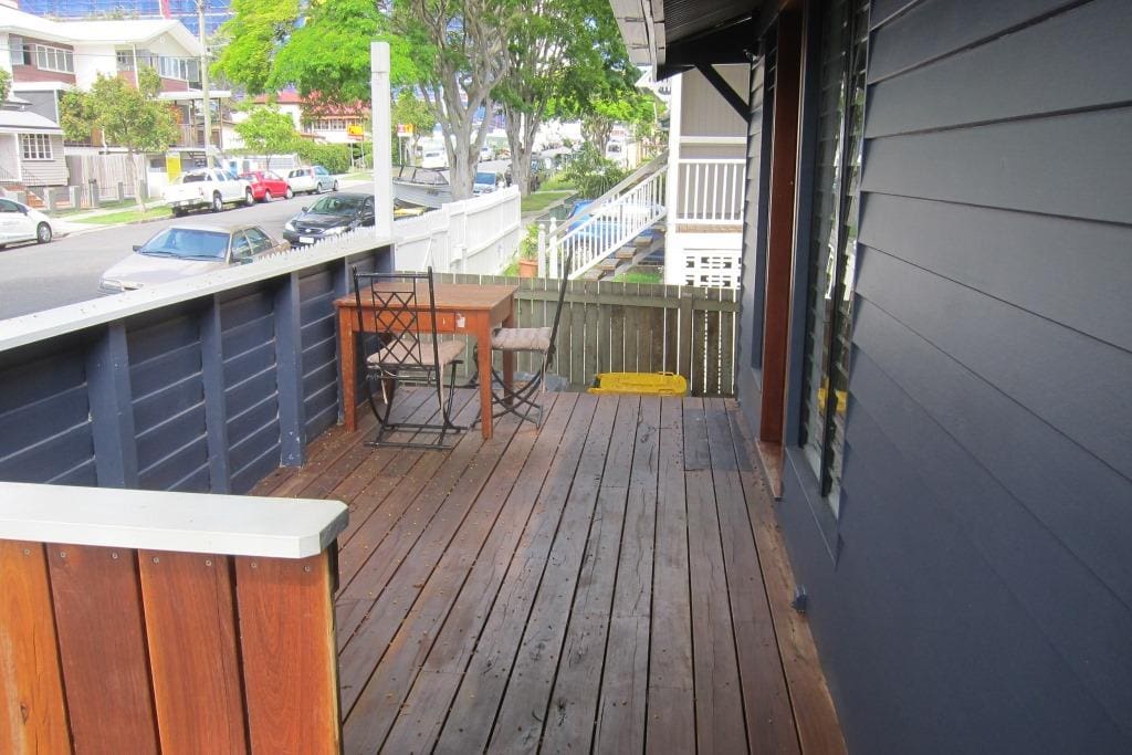 Deck area. Both private and a great view down the street.