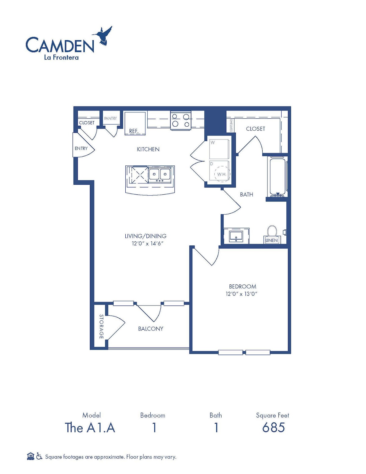 Plano de A1.A (muestra 1 dormitorio)