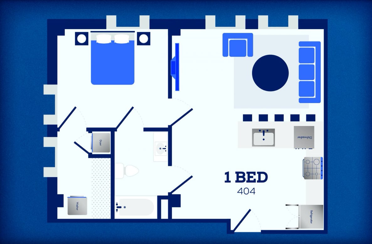 Plano de 1004, que muestra 1 habitación