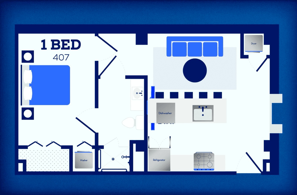 Plattegrond voor 807, met 1 slaapkamer