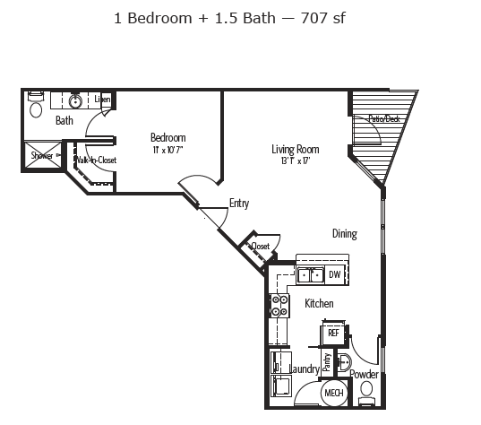 Diagram denah lantai untuk Boiler, yang menunjukkan 1 kamar tidur