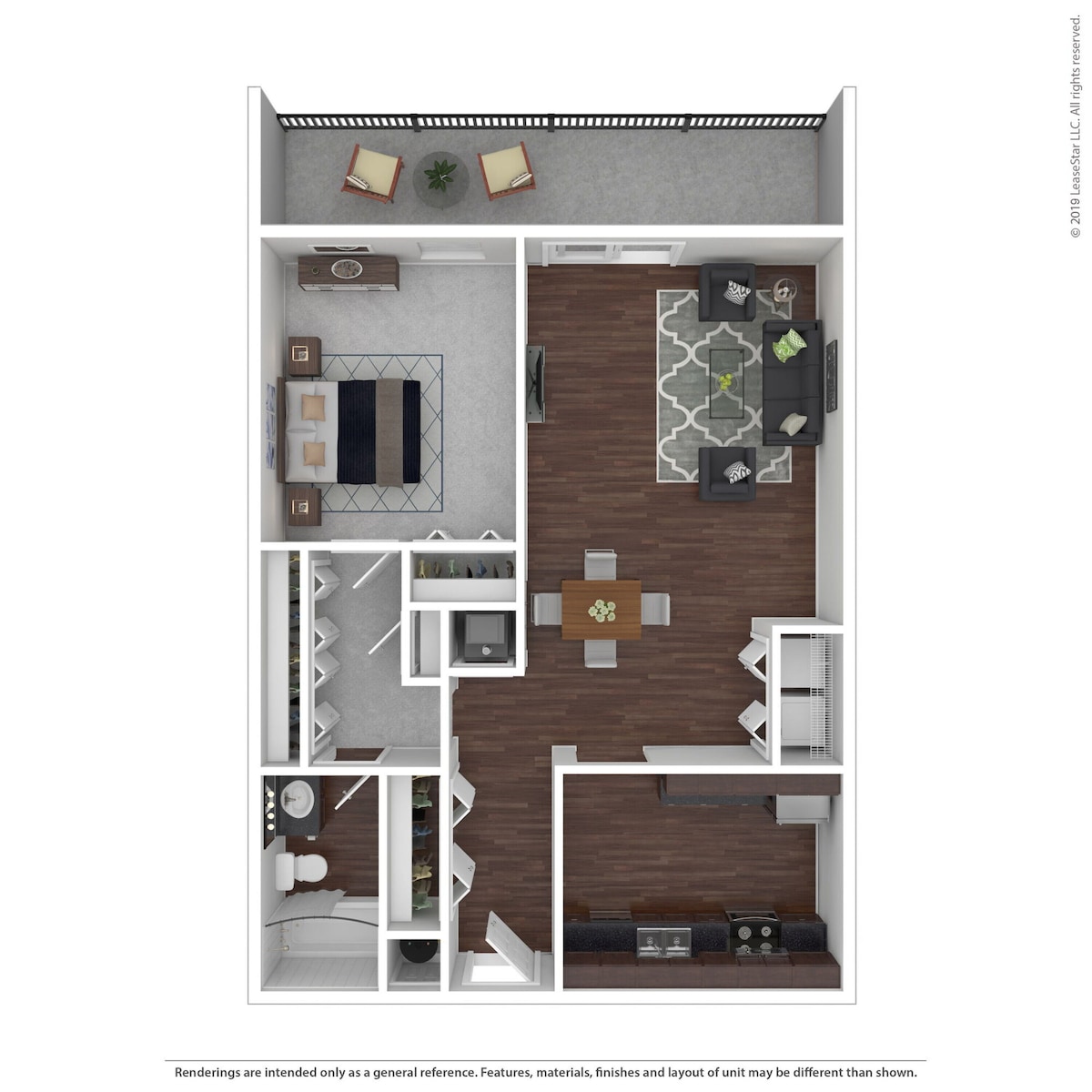 Sơ đồ mặt bằng cho 1 Bedroom, hiển thị 1 phòng ngủ