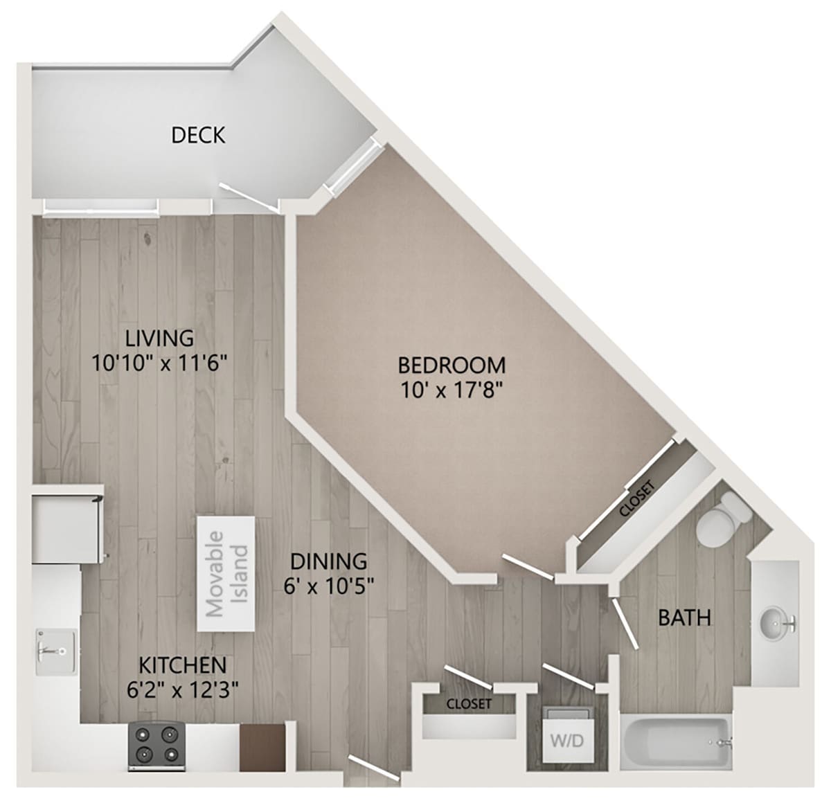 Grundrissdiagramm für Antoni zeigt 1 Schlafzimmer