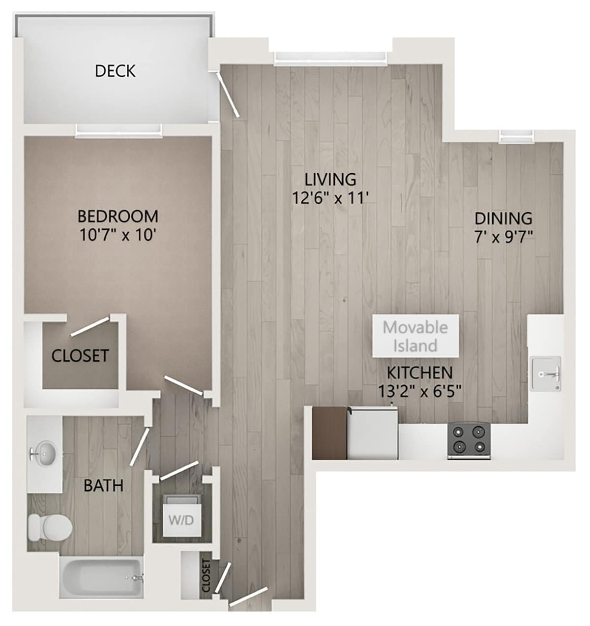 Grundrissdiagramm für Gaudi zeigt 1 Schlafzimmer