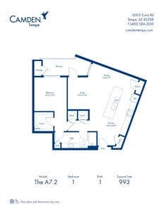 Telpu plānojuma diagramma: The A7.2; rāda: Guļamistabas: 1