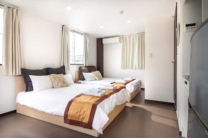 コンフィーステイ清川 新大宮駅から徒歩5分、ダブルベッド2台付きアパートメント 201 - Nara