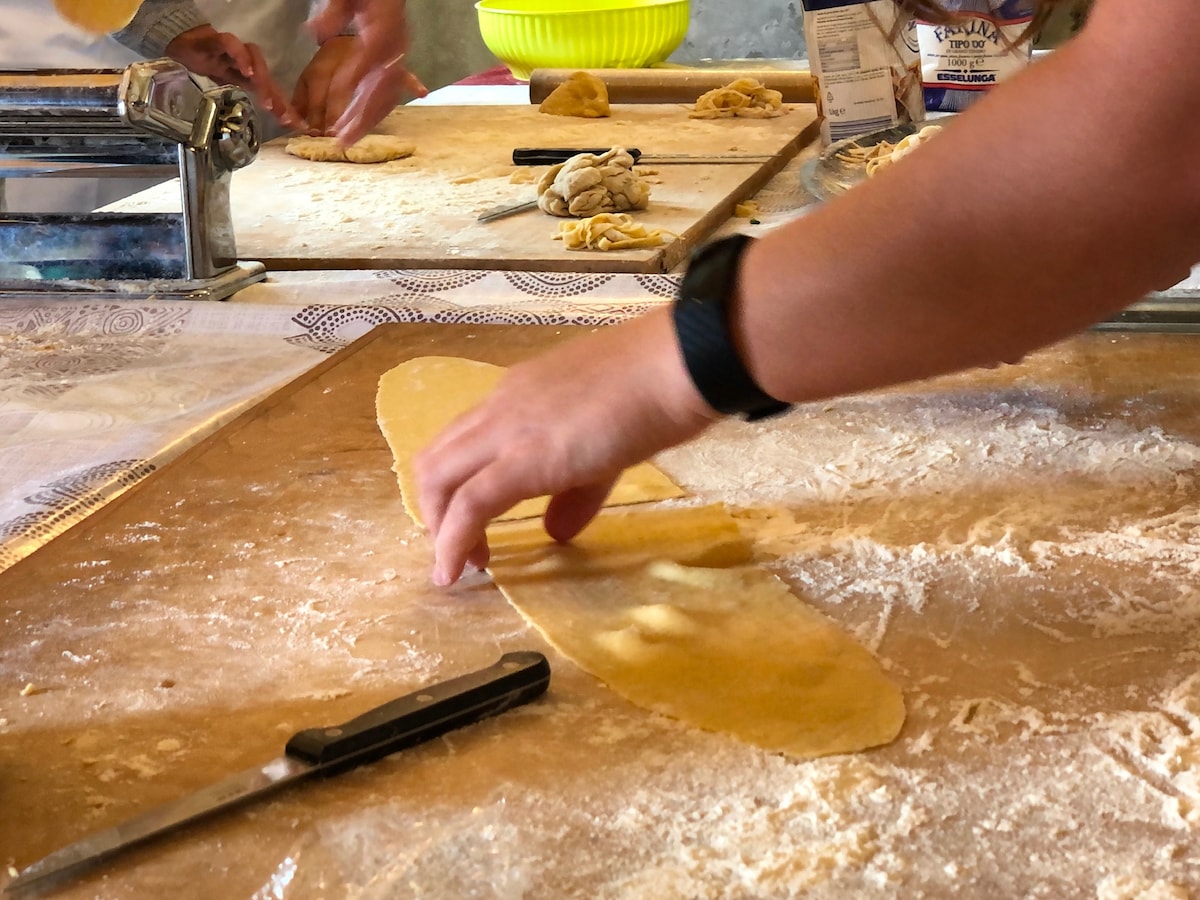 Cook and eat pesto and fresh pasta