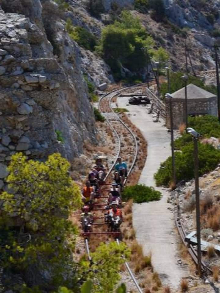 Pedal through Megara on a rail bike