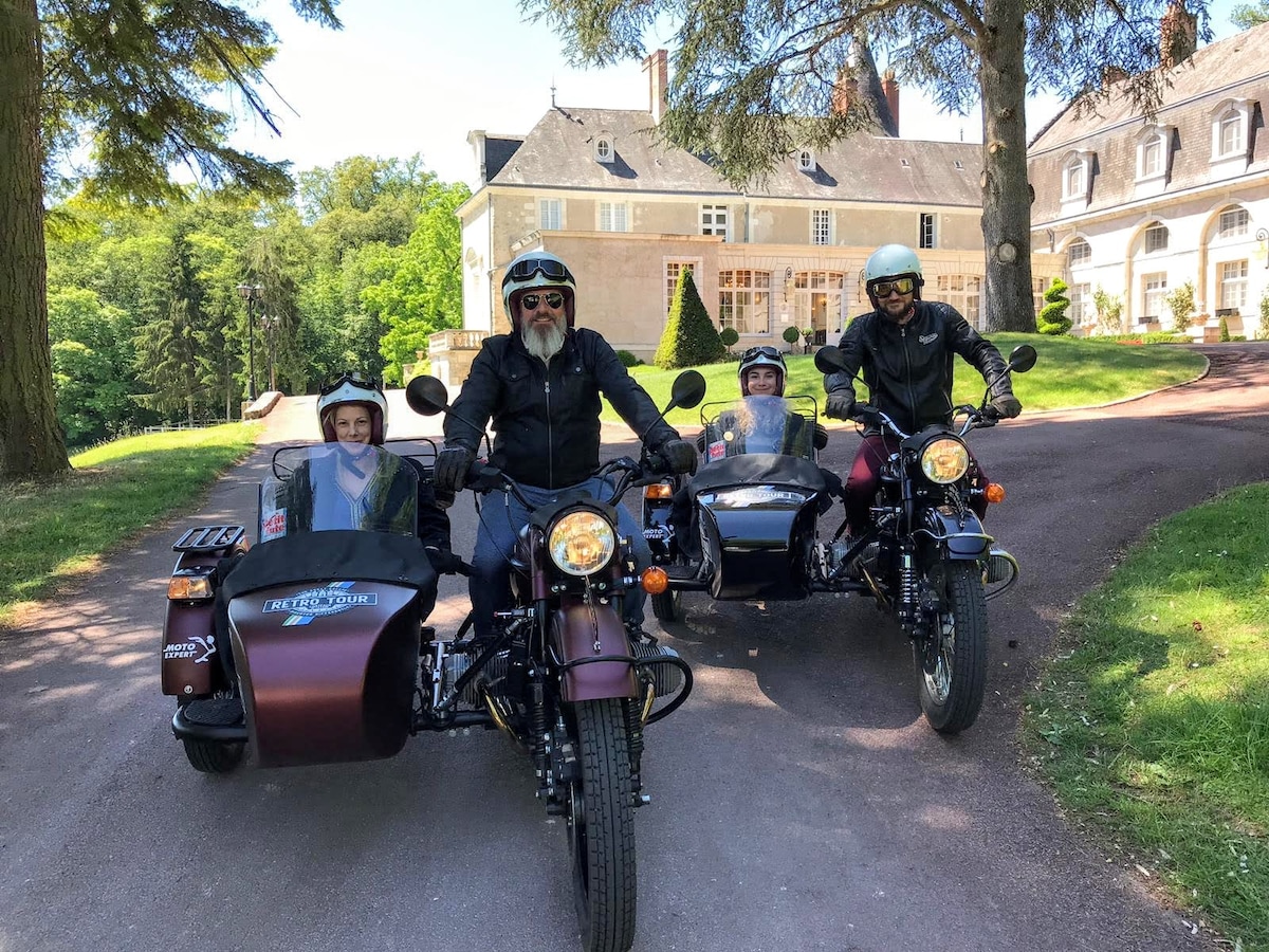Explore Touraine in the side-car of a motorcycle