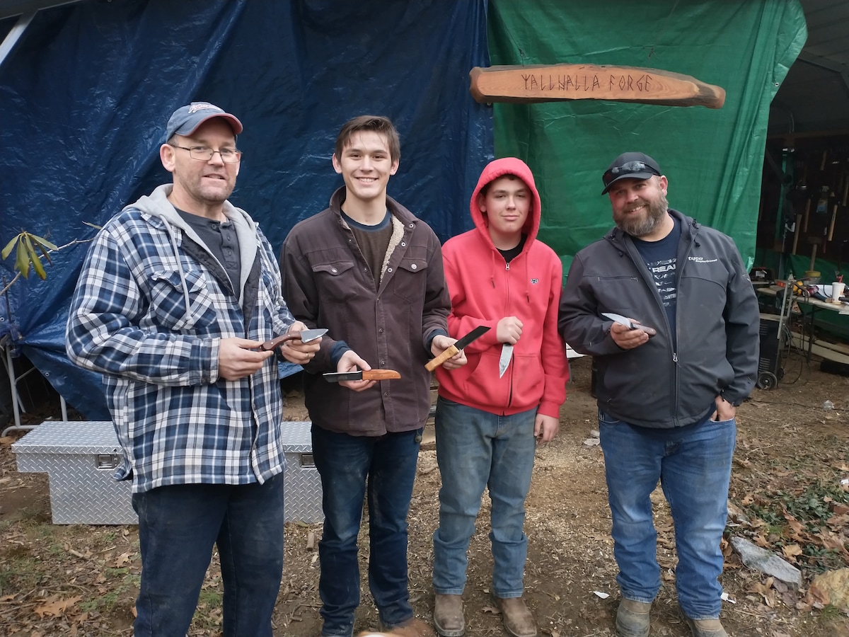 Forge a railroad spike into a knife