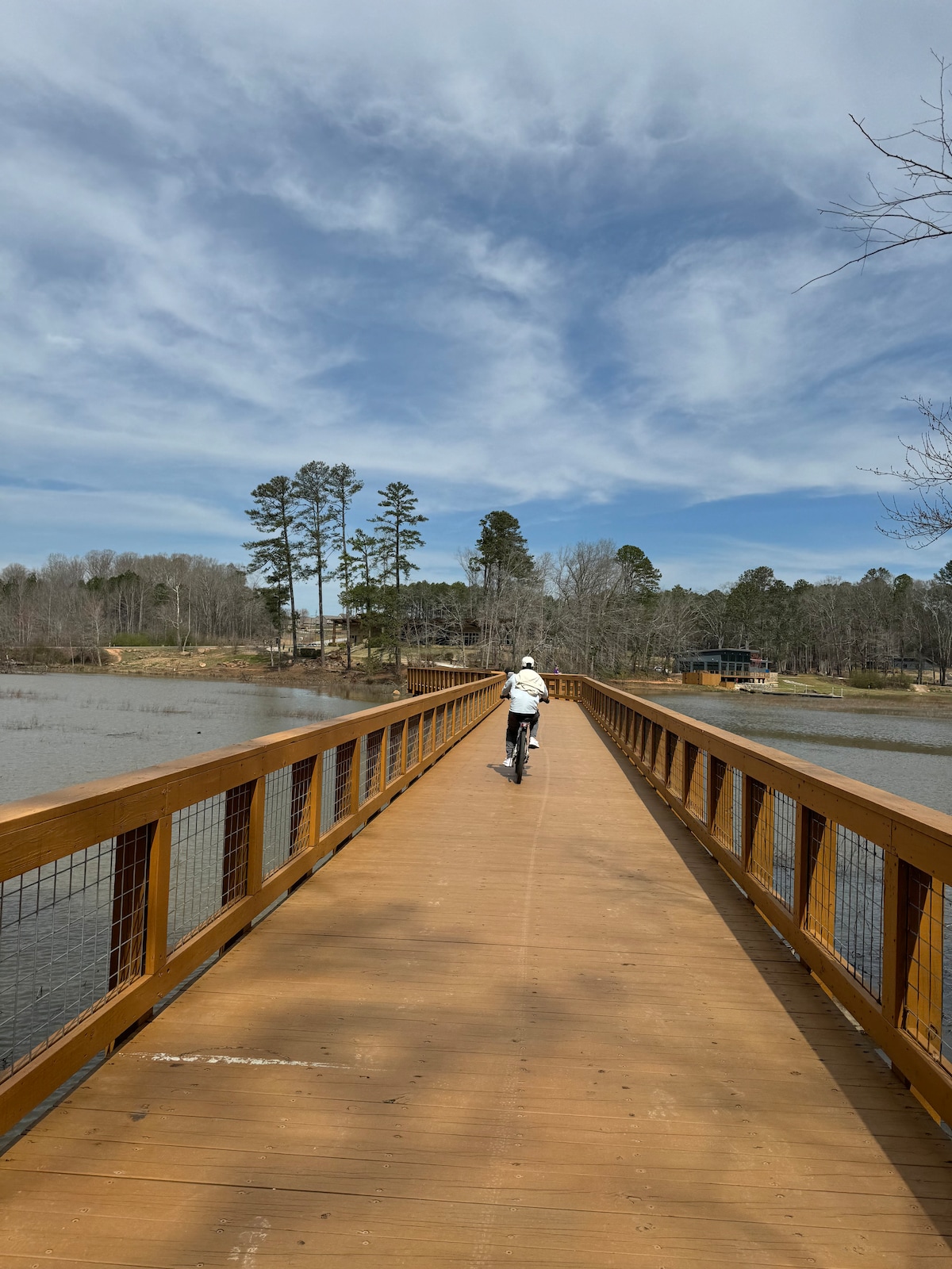 Ride e-bikes on a trail around Fort Yargo