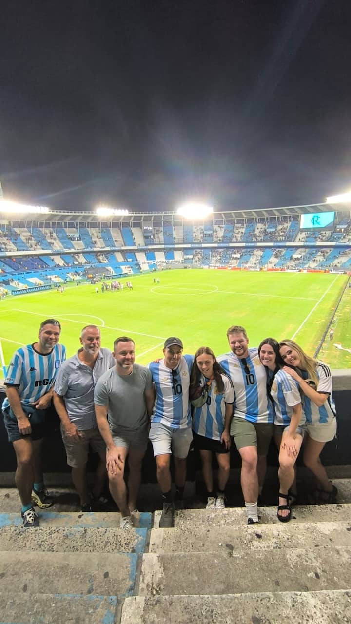 Tour group at a football match in Argentina