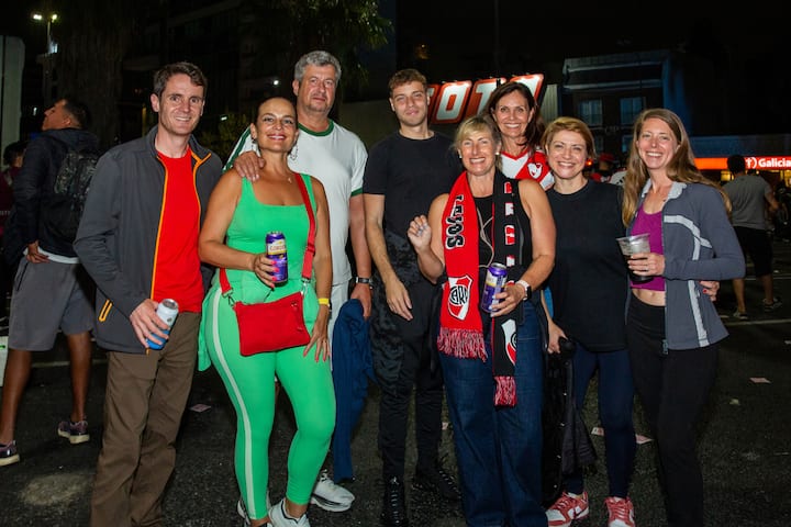Fans in football group tour at match in Argentina