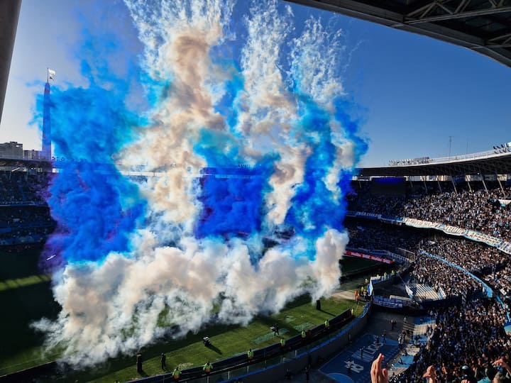 Flares at a football match in Argentina