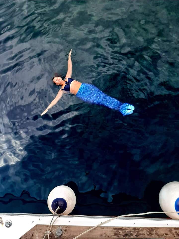 Mermaid Swimming in Hidden Bays of Island Cres