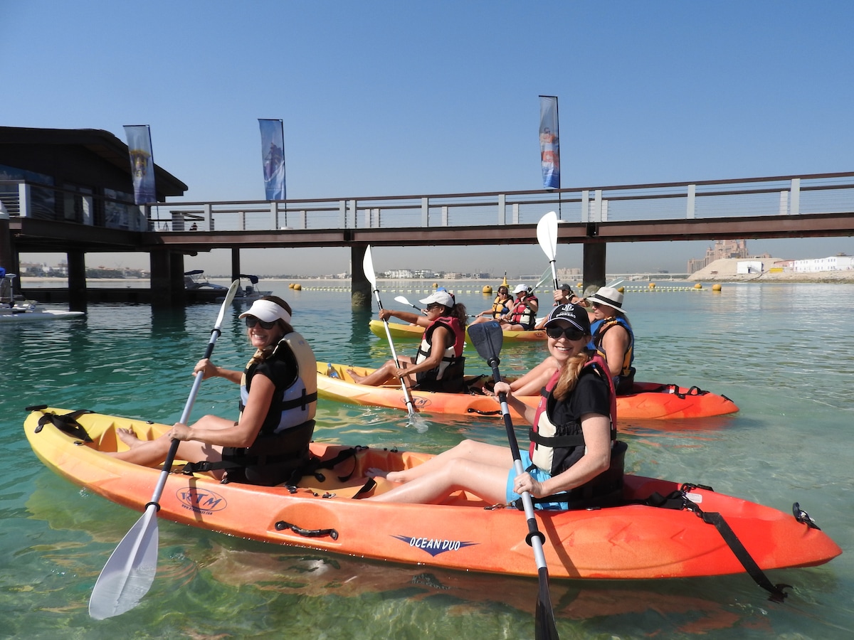 Paddle past Atlantis at sunset with