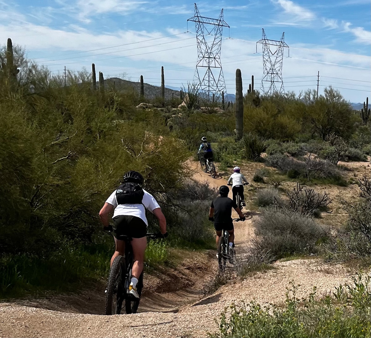 Mountain bike on Sonoran desert trails with..
