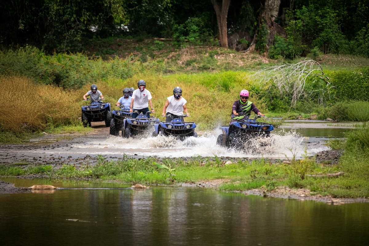 Off-road ATV adventure, mountain, river and beach in Agujas