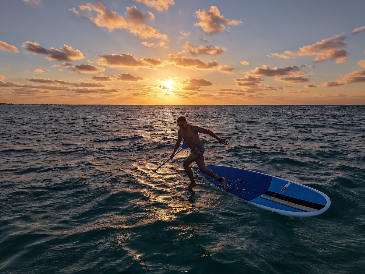 Paddle au soleil avec photos/vidéo de drone
